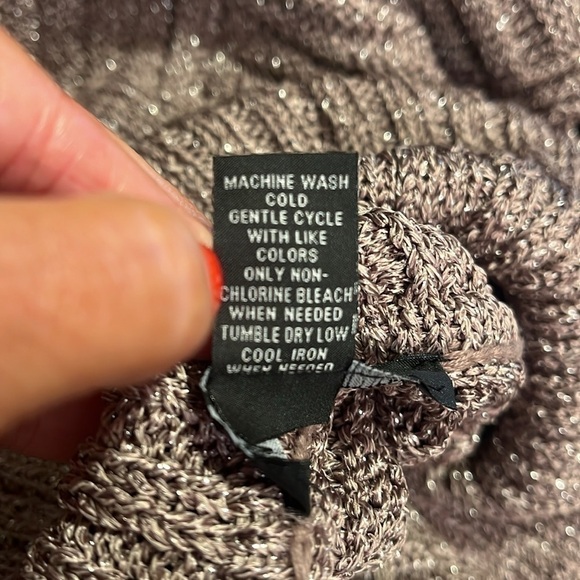 INC International Concepts Brown Shimmer Turtleneck Short Sleeve Sweater Sz S - Picture 6 of 6